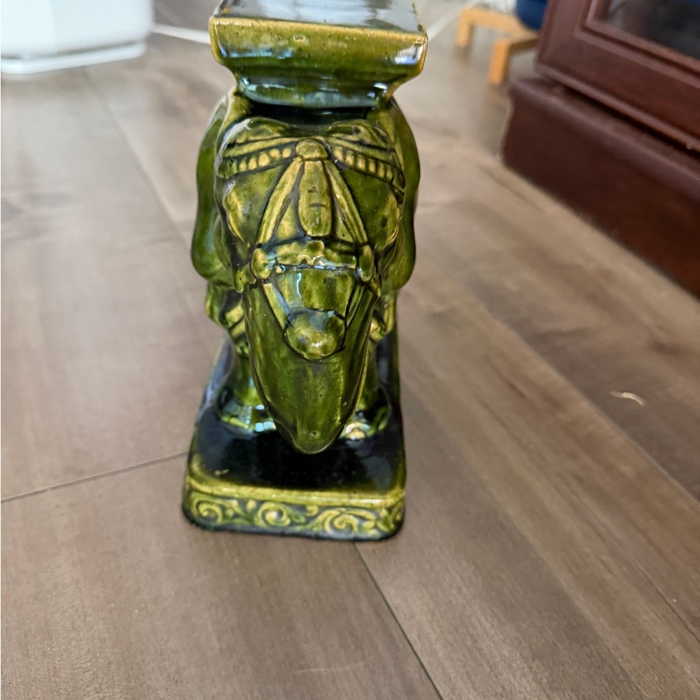 PAIR of Green Elephant Ceramic, LARGE